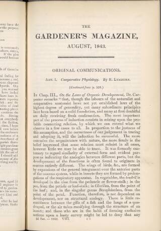 cover page of Gardener's Magazine published on August 1, 1843