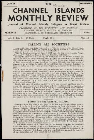 cover page of Channel Islands Monthly Review published on May 1, 1943