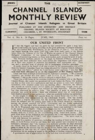 cover page of Channel Islands Monthly Review published on June 1, 1943